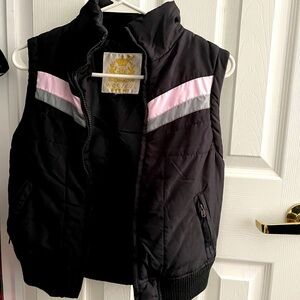 Wet Seal Black Gray Pink Vest Jacket Coat Zipper Front Woman's Size small Top